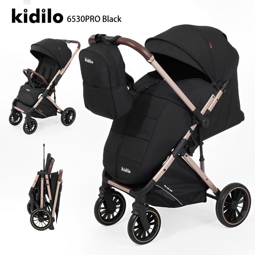 Kidilo Flip Arm Stroller with Mom Backpack 6530 PRO B | عربية كيديلو ذراع قلاب مع شنطة ظهر للام