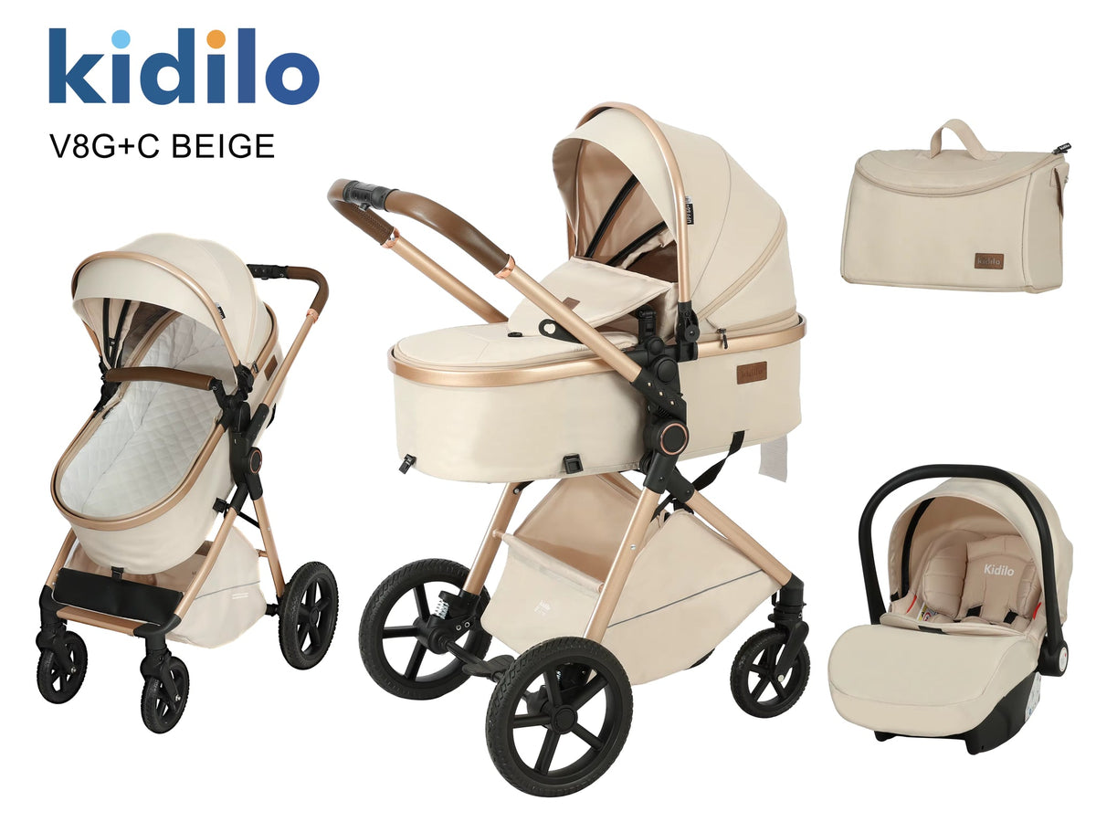 Kidilo Stroller V8G + car seat | عربة أطفال كيديلو V8G