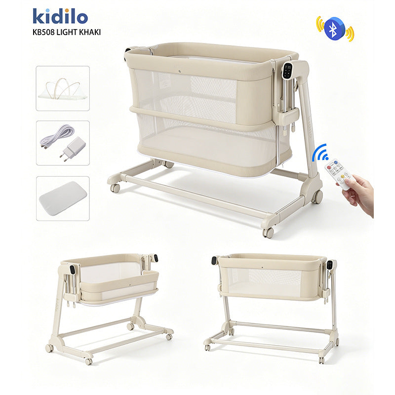 Kidilo KB508 Smart Electric Bedside Crib with Bluetooth & Remote Control | سرير أطفال جانبي كهربائي ذكي كيديلو KB508 بالبلوتوث والريموت